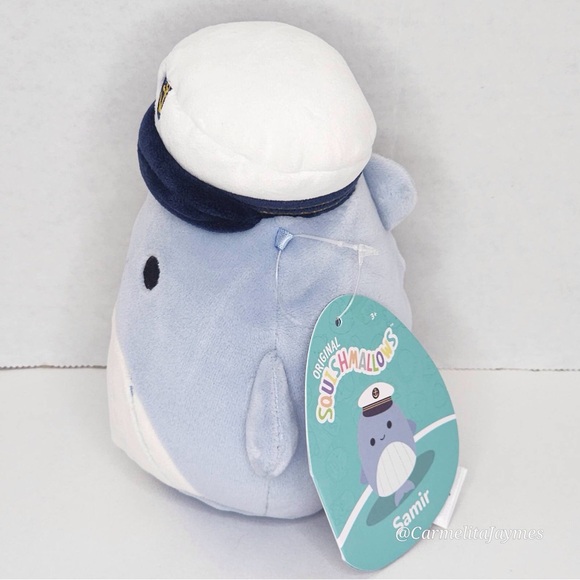 SAMIR 🐳5" Blue Whale w Sailor Captain Hat Original Squishmallow By Kellytoy NWT - Picture 6 of 8